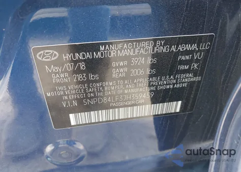 2018 Hyundai Elantra Value Edition from USA, damaged, VIN 5NPD84LF3JH359459